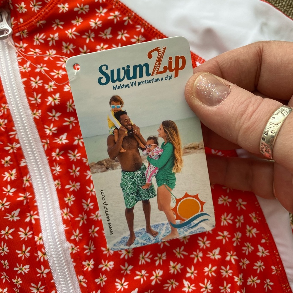 SwimZip Kids Red Rashguard - Picture 13 of 14